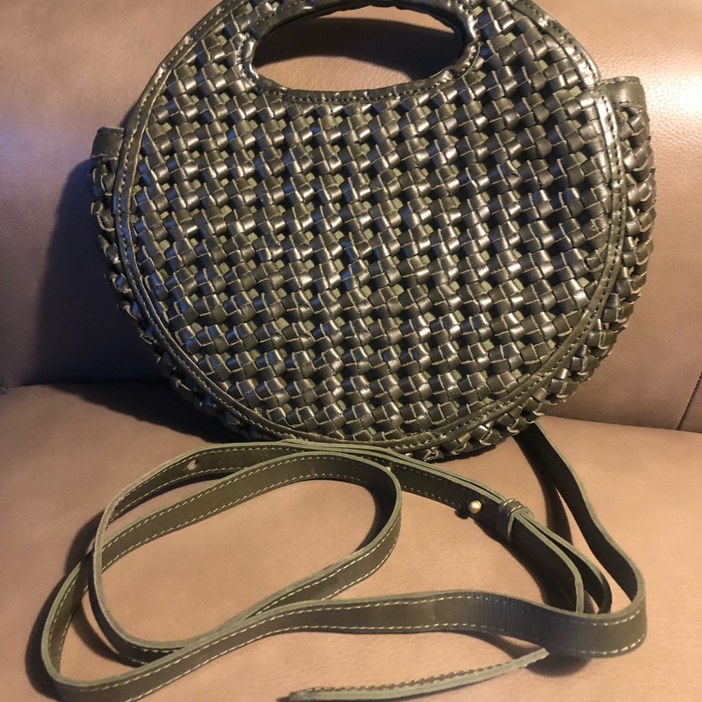 Bembien brand. Moon shaped with detachable strap. Olive green